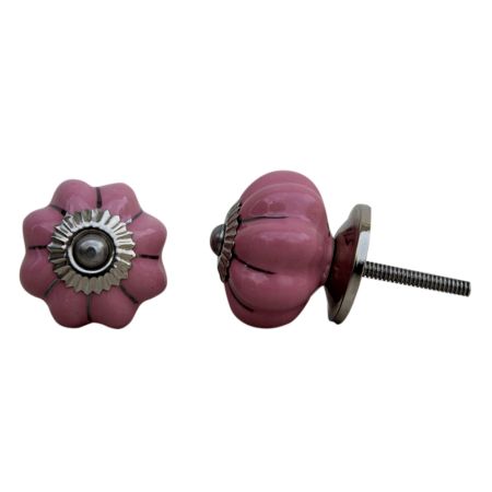 Pink Silver Line Medium Knob